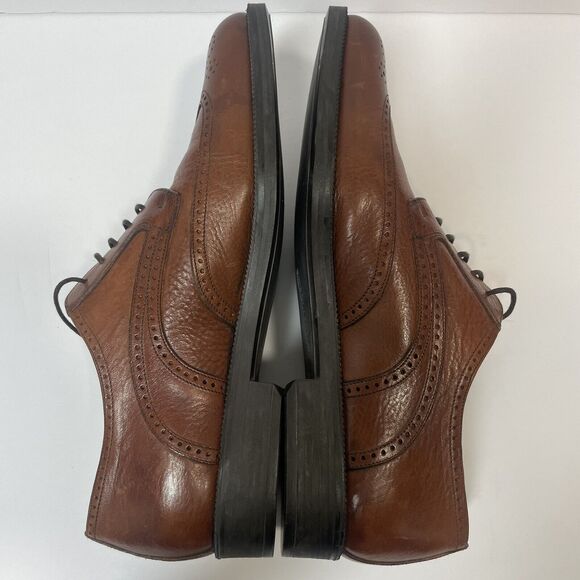 JOHNSTON & MURPHY Shoes Mens 10.5 M Cellini Brown Leather Wingtip Dress Shoe - Picture 5 of 12